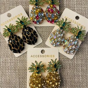 Jeweled Pineapple Earrings...Light weight!!